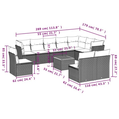 11-cz. zestaw wypoczynkowy do ogrodu, poduszki czarny rattan PE