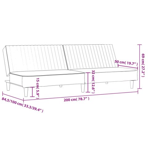 2-osobowa sofa, szara, sztuczna skóra