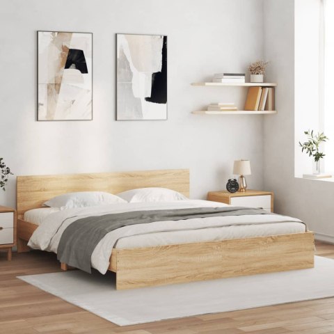 Rama łóżka z wezgłowiem i LED, dąb sonoma, 180x200 cm
