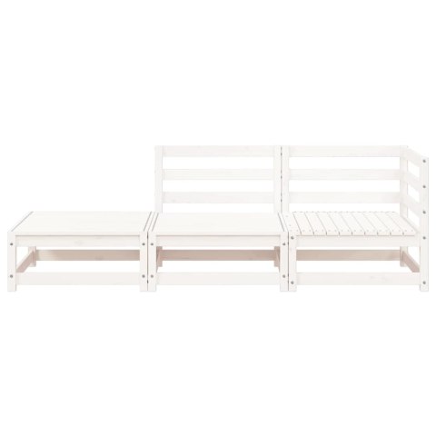 Sofa ogrodowa z podnóżkiem, 2-osobowa, biała, drewno sosnowe