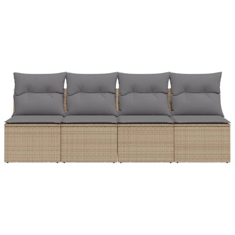 Sofa ogrodowa z poduszkami, 4-osobowa, beż, polirattan