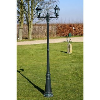 Stojąca lampa ogrodowa 2-ramienna, 215 cm, ciemnozielona/czarna