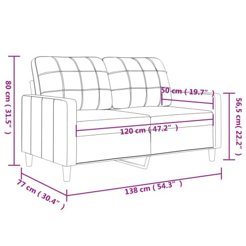 Sofa 2-osobowa, czarna, 120 cm, tapicerowana tkaniną