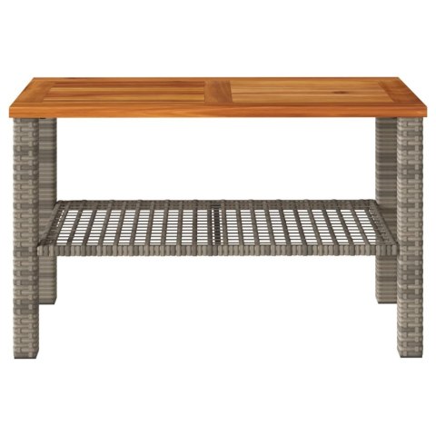 Stolik ogrodowy, szary, 70x38x42 cm, polirattan i akacja