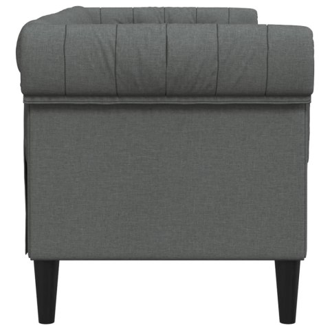 Sofa Chesterfield, dwuosobowa, ciemnoszara, obita tkaniną