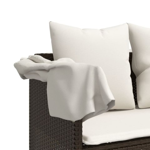 Leżanka z poduszkami, brązowa, polirattan