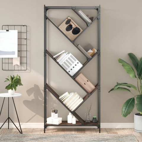 Regał, brązowy dąb 79x30x180 cm materiał drewnopochodny i metal