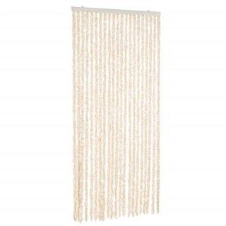 Zasłona przeciwko owadom, beżowo-biała, 100x220 cm, szenil