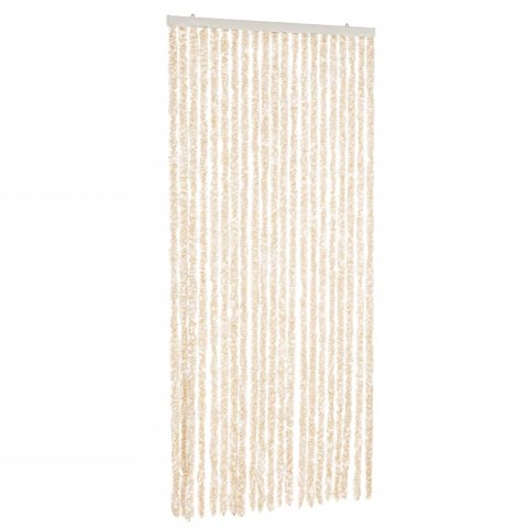 Zasłona przeciwko owadom, beżowo-biała, 100x220 cm, szenil
