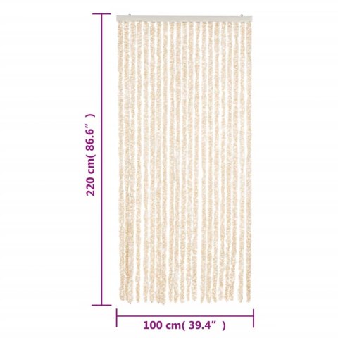 Zasłona przeciwko owadom, beżowo-biała, 100x220 cm, szenil