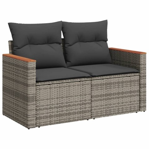 3-częściowa sofa do ogrodu, z poduszkami, szara, polirattanowa