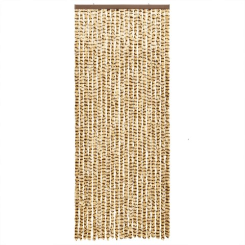 Zasłona przeciwko owadom, beżowo-brązowa, 100x230 cm, szenil