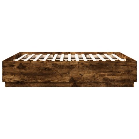 Rama łóżka z LED, przydymiony dąb, 200x200 cm