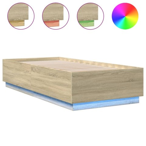 Rama łóżka z LED, dąb sonoma, 90x200cm, materiał drewnopochodny
