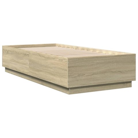Rama łóżka z LED, dąb sonoma, 90x200cm, materiał drewnopochodny