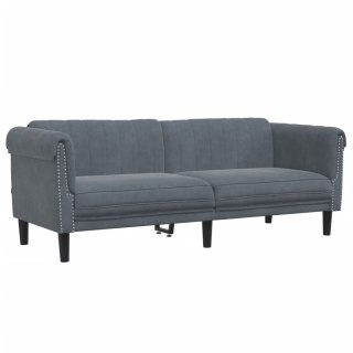 Sofa 3-osobowa, ciemnoszara, tapicerowana aksamitem