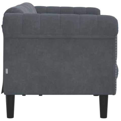 Sofa 3-osobowa, ciemnoszara, tapicerowana aksamitem
