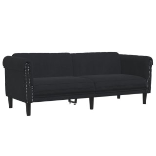 Sofa 3-osobowa, czarna, tapicerowana aksamitem