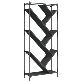 Regał, czarny, 79x30x180 cm, materiał drewnopochodny i metal