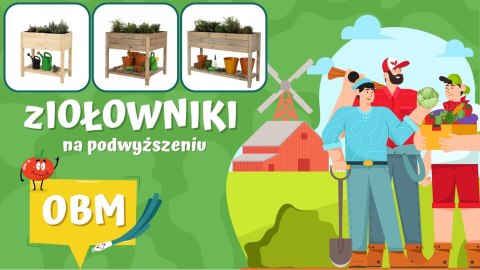Drewniany kwietnik z półką OBM / 78x40 cm / Szary