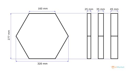 Panel ścienny 3d dekoracyjny piankowy WallMarket Heksagon ciemnoniebieski grubość 2,5 cm