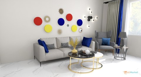 Panel ścienny 3d dekoracyjny piankowy WallMarket Koło jasnoniebieski grubość 4,5 cm