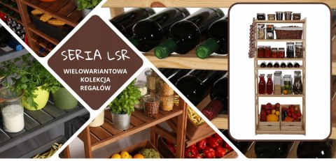 Regał drewniany do spiżarni wino LSR 6 półek Szary