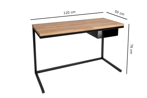 Biurko loft stolik dąb stal Aero 120 x 50 czarny