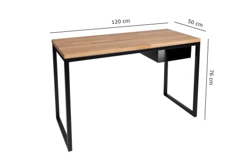 Biurko loft stolik dąb stal Fiemme 120 x 50 czarny