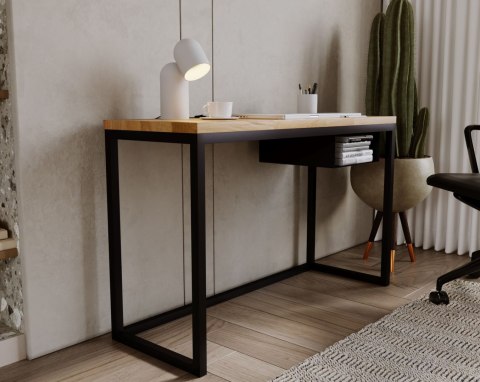 Biurko loftowe stal Livio czarne 120cm x 50cm dąb