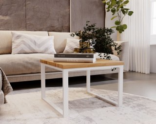Stolik kawowy Arco biały 60cm x 50cm dąb