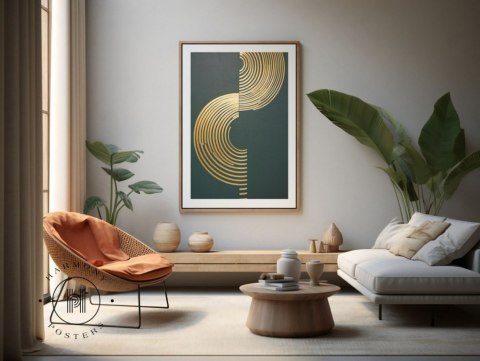 Złota geometria - 60x90 cm - Bez ramy