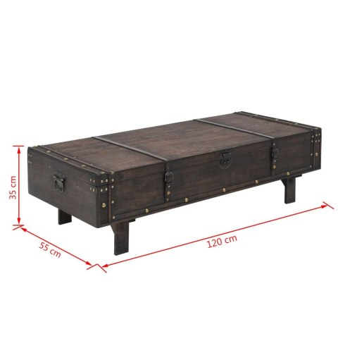 Stolik kawowy w stylu vintage z litego drewna, 120x55x35 cm