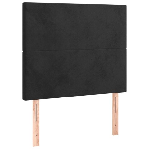 Rama łóżka z zagłówkiem, czarna, 90x200 cm, aksamitem
