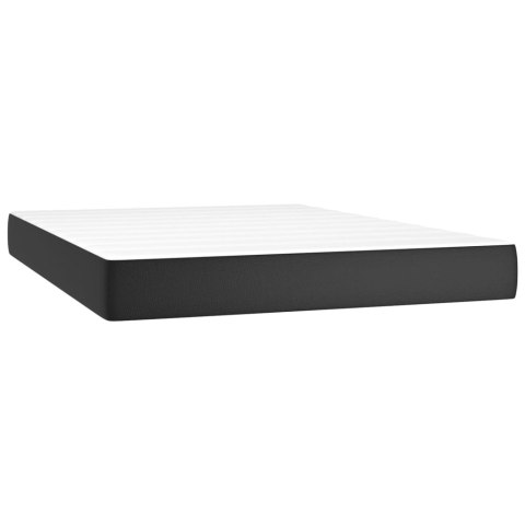 Łóżko kontynentalne z materacem, czarne, ekoskóra 140x200 cm