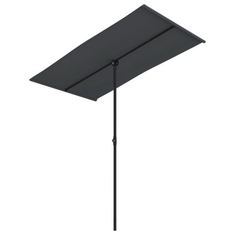 Parasol ogrodowy na słupku aluminiowym, 180x110 cm, czarny
