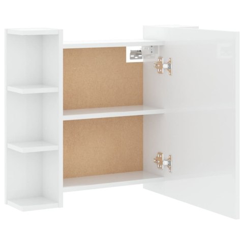 Szafka z lustrem i LED, biała z połyskiem, 70x16,5x60 cm
