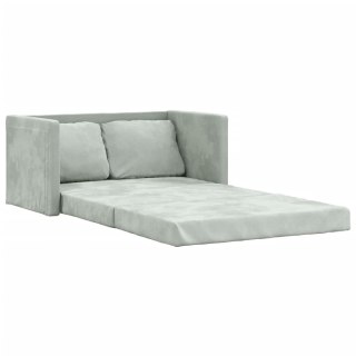 Sofa podłogowa 2-w-1, jasnoszara, 122x204x55 cm, aksamit