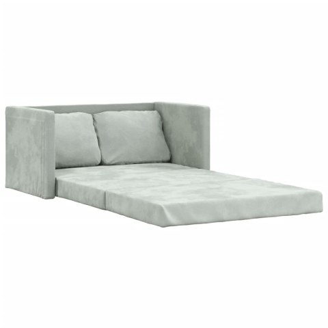 Sofa podłogowa 2-w-1, jasnoszara, 122x204x55 cm, aksamit