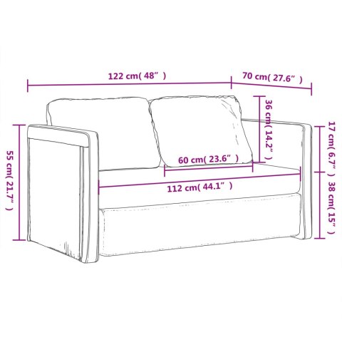 Sofa podłogowa 2-w-1, jasnoszara, 122x204x55 cm, aksamit