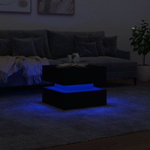 Stolik kawowy z oświetleniem LED, czarny, 50x50x40 cm