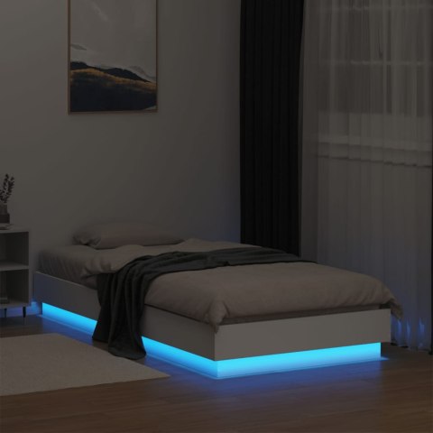 Rama łóżka z oświetleniem LED, biała, 75x190 cm