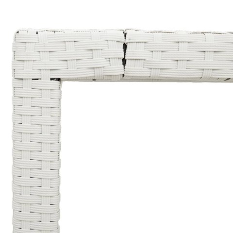 Stół ogrodowy ze szklanym blatem, biały, 150x90x75 cm rattan PE