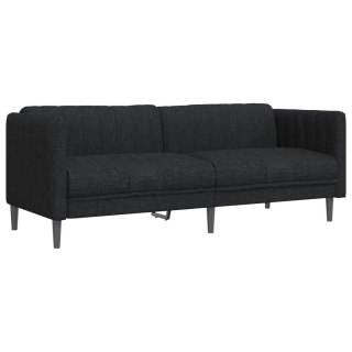 Sofa 3-osobowa, czarna, tapicerowana tkaniną