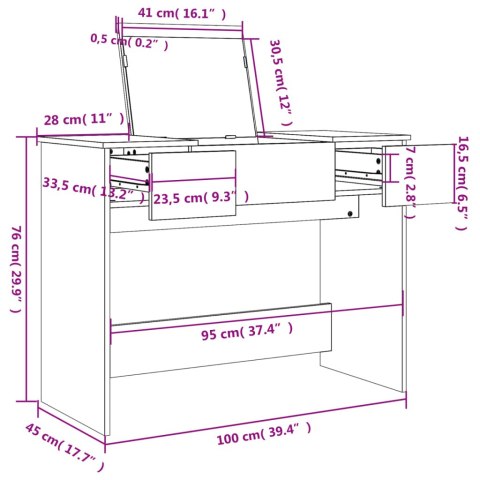 Toaletka z lustrem, biała, 100x45x76 cm