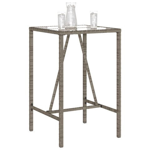 Ogrodowy stolik barowy, szary, 70x70x110 cm, polirattan