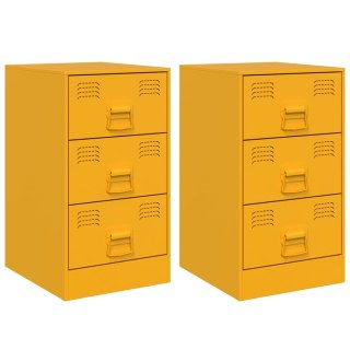 Szafki nocne, 2 szt., musztardowe, 34,5x39x62 cm, stal