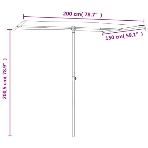 Parasol ogrodowy na słupku aluminiowym, 2x1,5 m, czarny