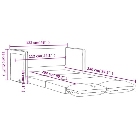 Sofa podłogowa 2-w-1, czarna, 122x204x55 cm, aksamit