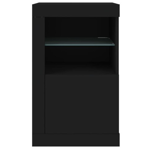 Szafki z LED, 2 szt., czarne, materiał drewnopochodny